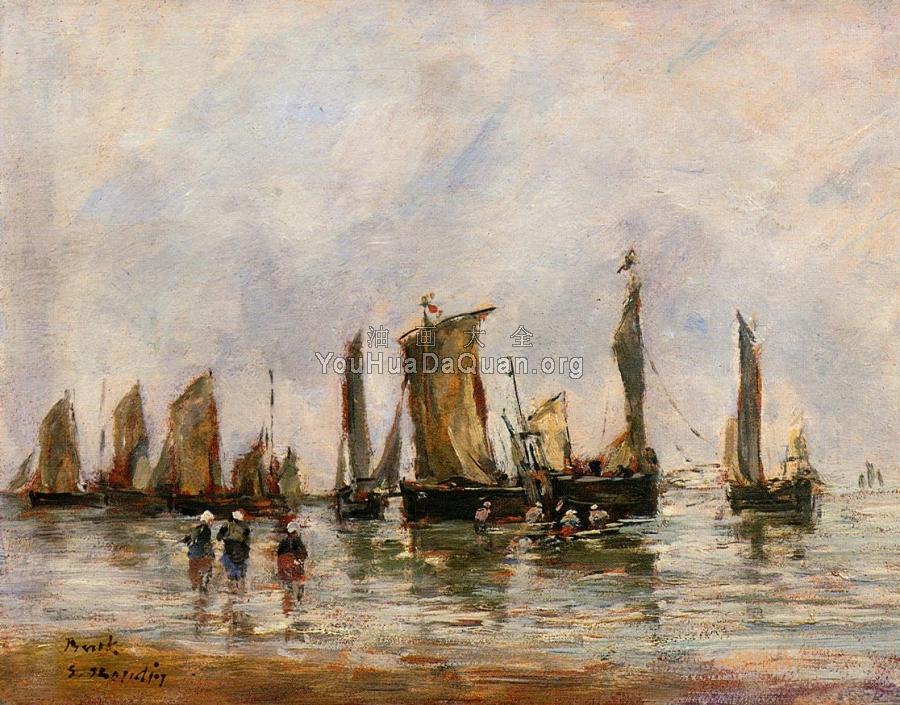 Fishing Boats at Berck - 尤金·布丹